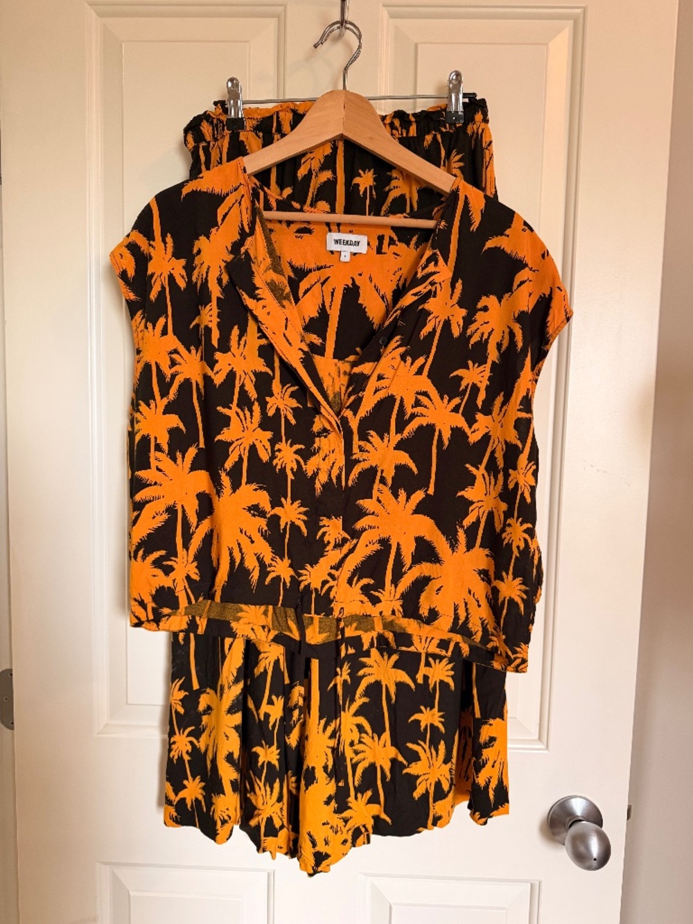 Weekday Black and Orange Palm-Tree Print Co-ord Set